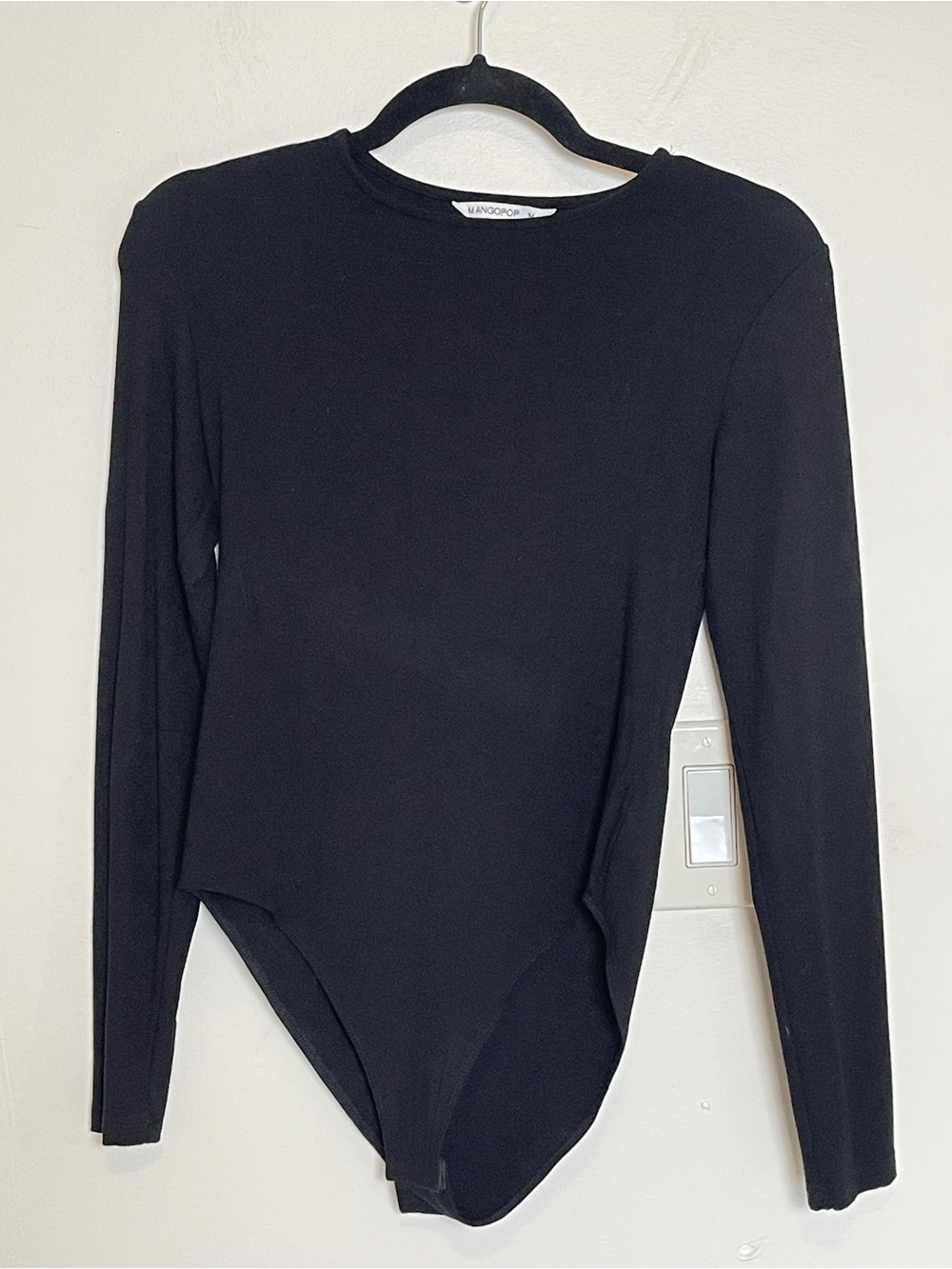 Mango Black Long-Sleeve Crew Neck Bodysuit